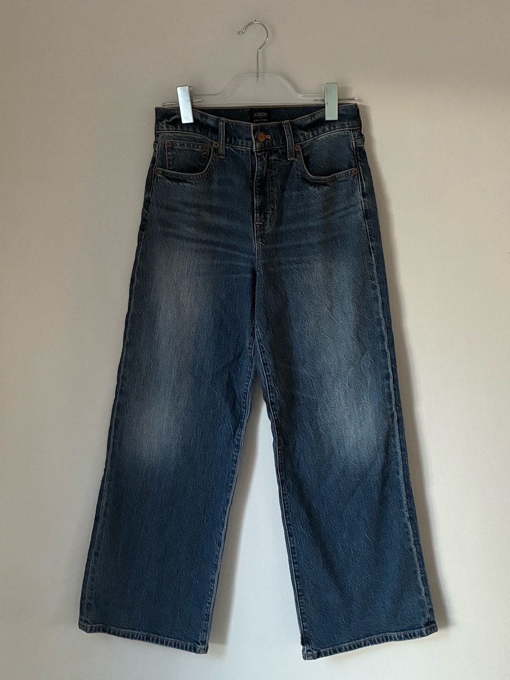 J. Crew Wide Leg Crop Jeans in Medium Wash - Picture 2 of 5